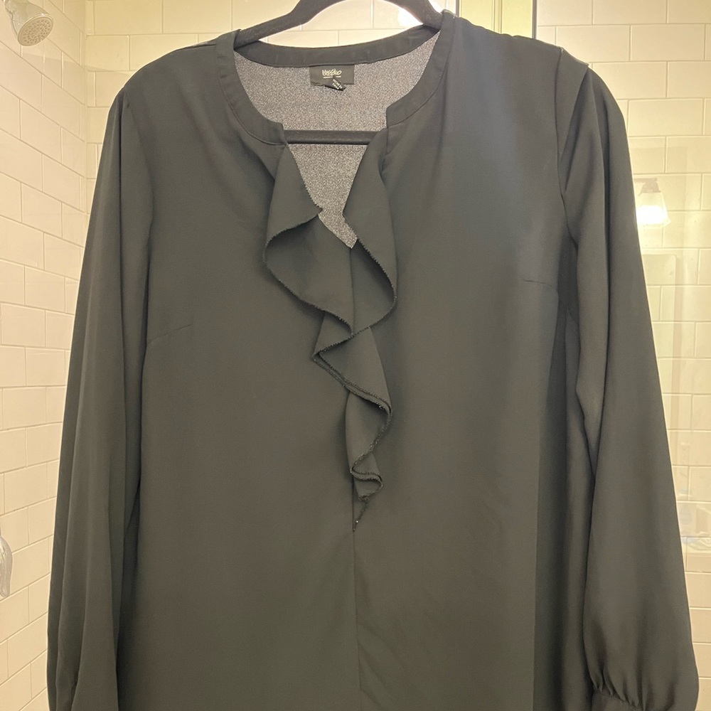 Black ruffle blouse